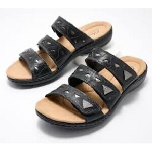 Clarks Collection Leather Slide‎ Sandals Laurieann Nora Sz 8